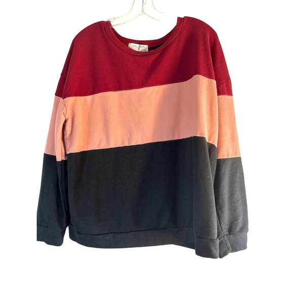 Jules & James Womens Top Sweatshirt Multi Color Block Size 1X - Picture 1 of 4
